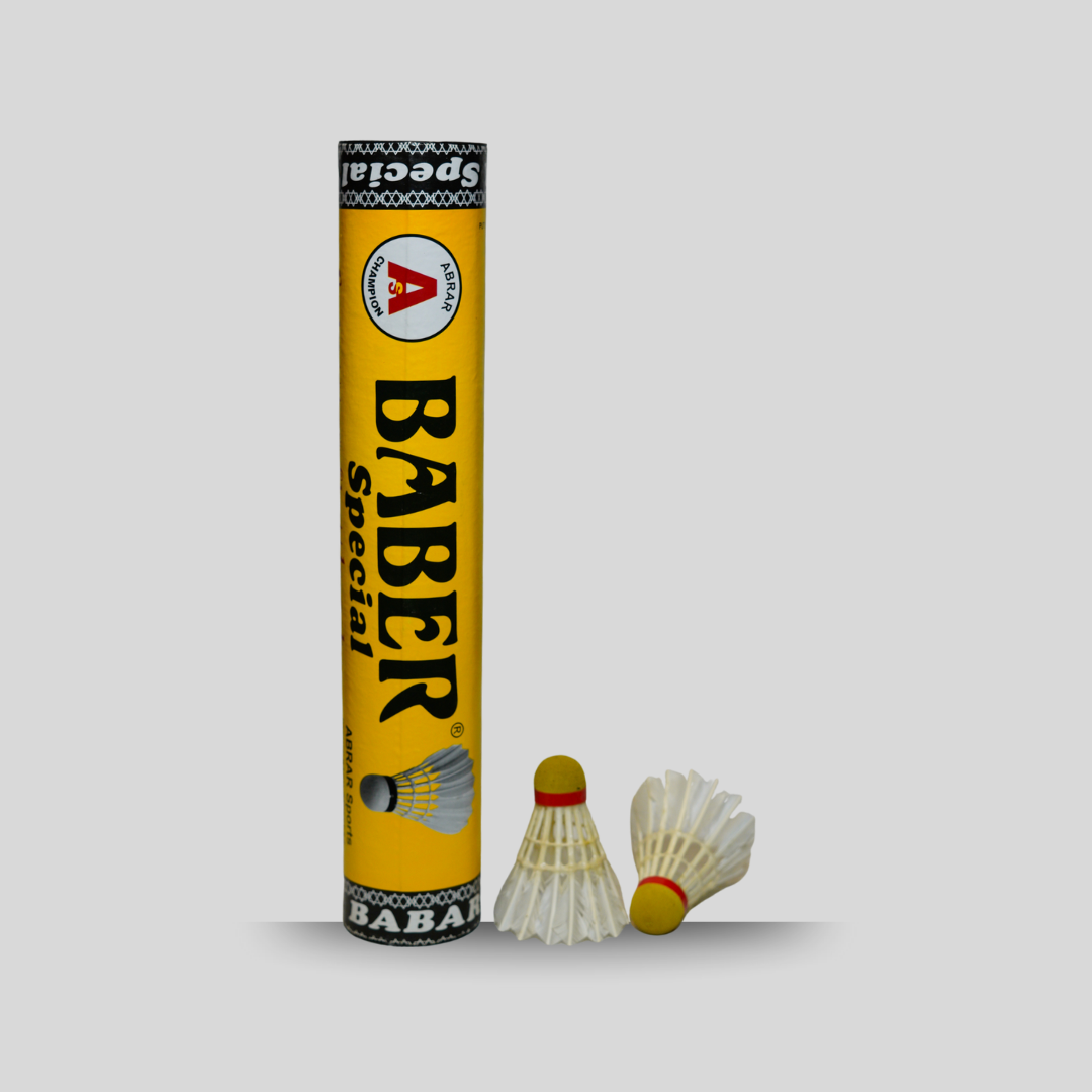BABER SPECIAL FEATHER BADMINTON SHUTTLECOCK (PACK-12 WHITE)-(N0704)