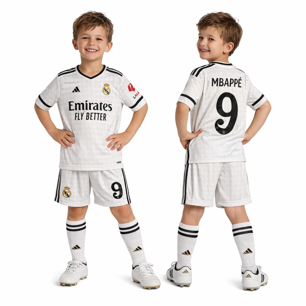 ADIDAS REAL MARDID MBAPPE HOME FOOTBALL KIT KIDS 24-25