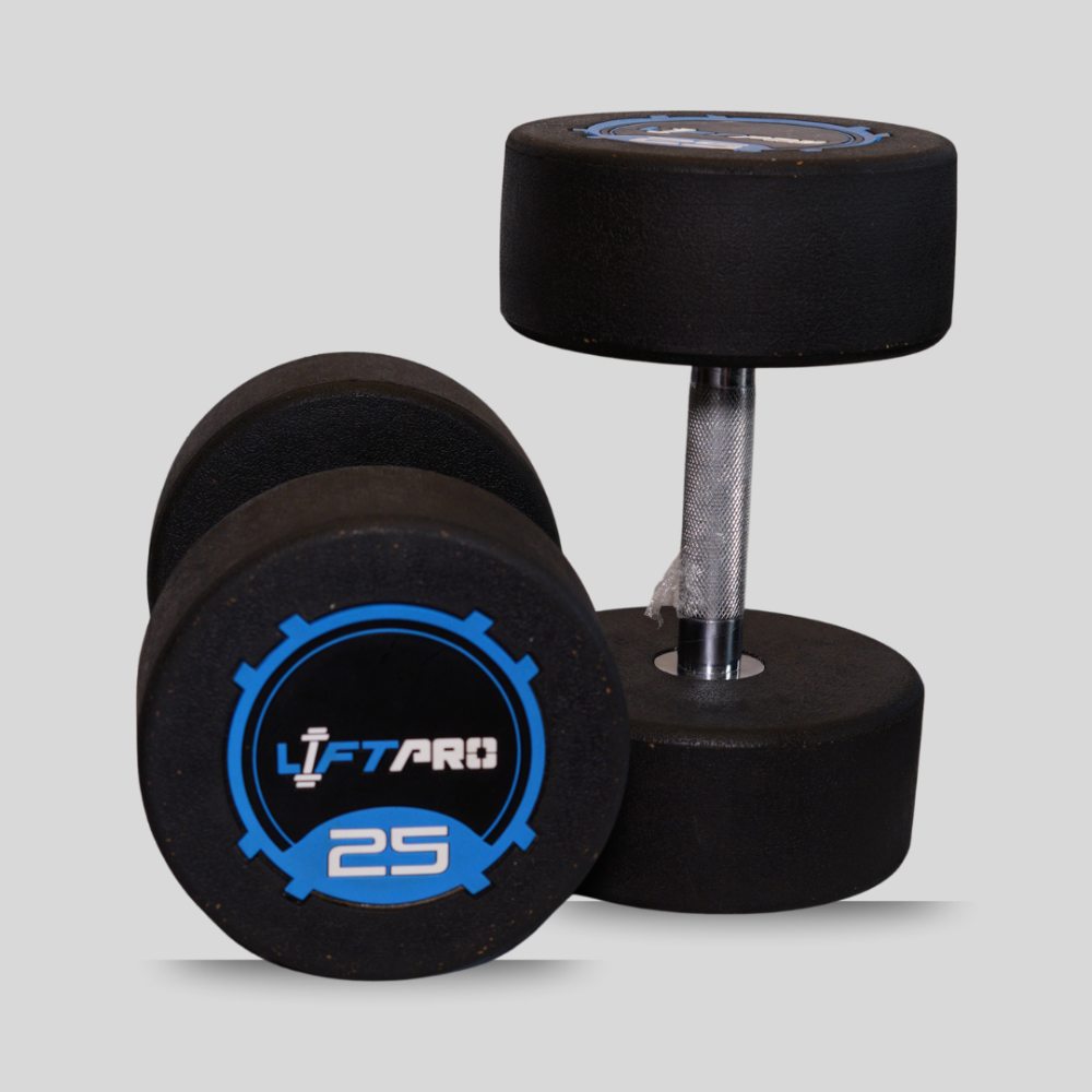 LIFTPRO IRON RUBBER DUMBBELLS PAIR 25 KG