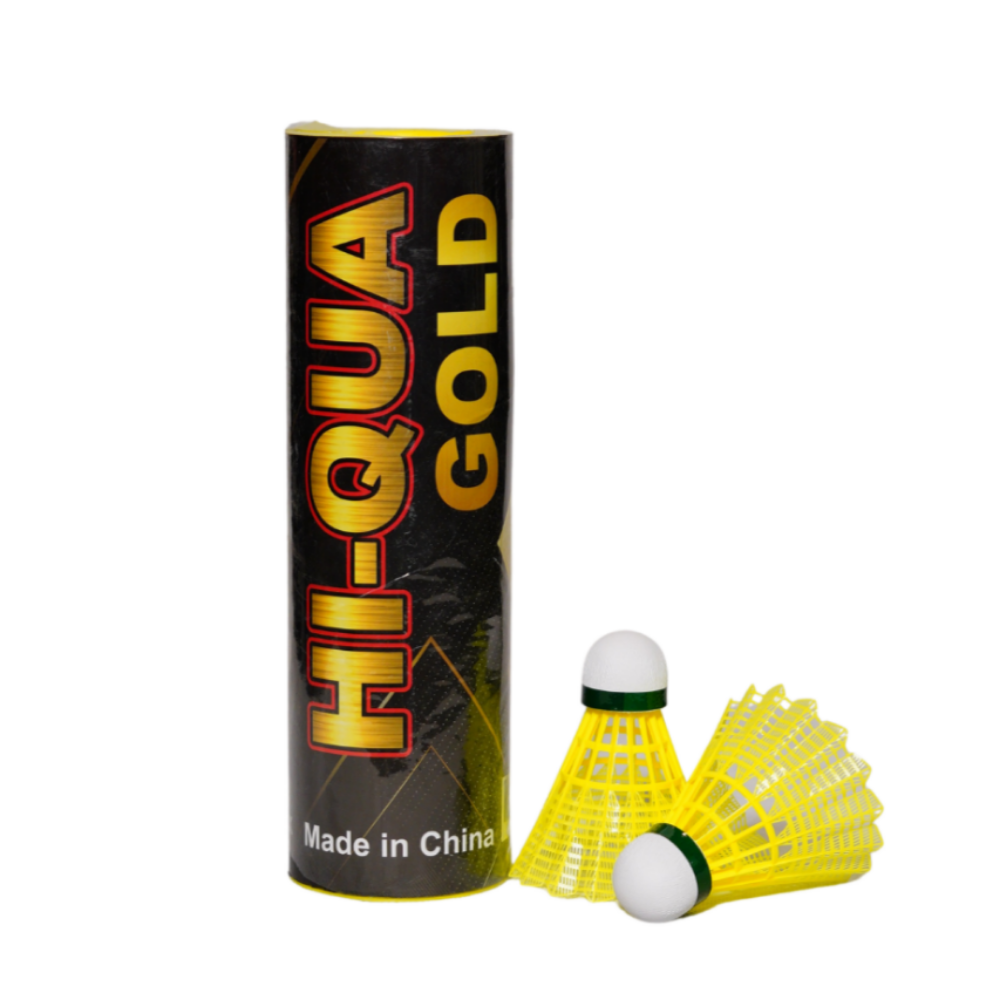 HI QUA GOLD BADMINTON NYLON SHUTTLE PLASTIC (PACK-6 GOLDEN)