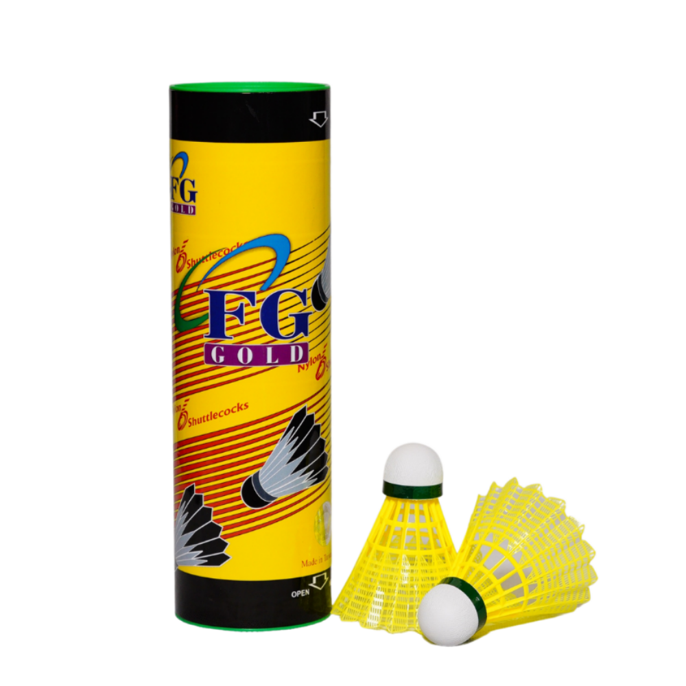 FG GOLD PLASTIC BADMINTON NYLON SHUTTLE PLASTIC (PACK-6 GOLDEN)