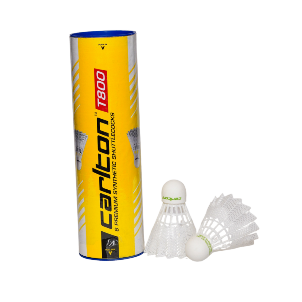 CARLTON WHITE PLASTIC T-800 BADMINTON SHUTTLECOCK  PLASTIC (PACK-6 )