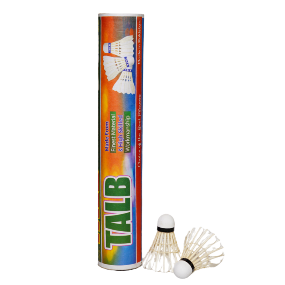 TALIB FEATHER BADMINTON SHUTTLECOCK RUBBER CORK (PACK-12 WHITE)