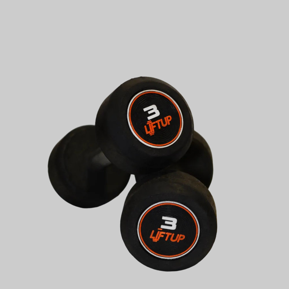 LIFTUP RUBBER DUMBBELLS PAIR 3 KG