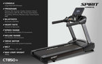 Spirit Commercial Treadmill CT850+ 4.0 Horsepower AC Drive Motor