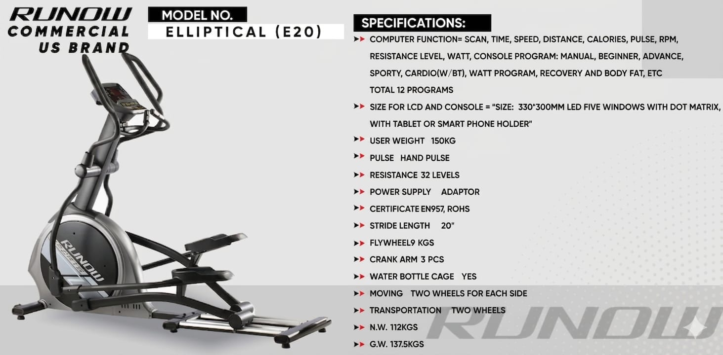 Runow Commercial Elliptical Brand US E-20